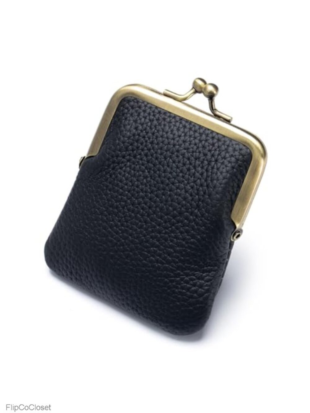 Genuine Leather Kiss Lock Coin Purse, Mini Change Wallet for Women, Top Grain